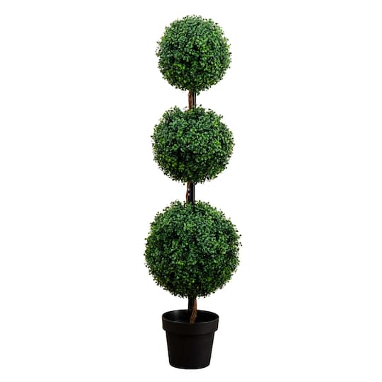 4ft. Potted Artificial Triple Ball Boxwood Topiary Tree
